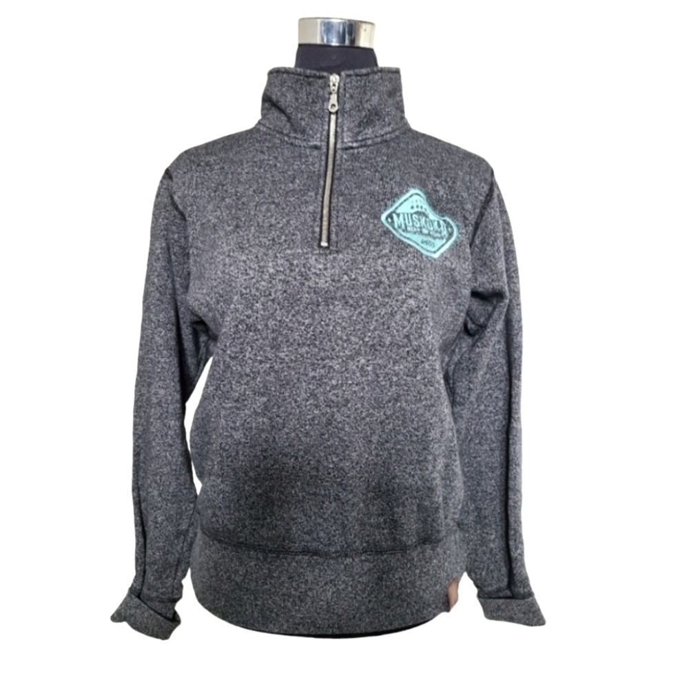 MUSKOKA Bear Wear 3/4 Zip Long Sleeve Gray Sweatshirt Size XS